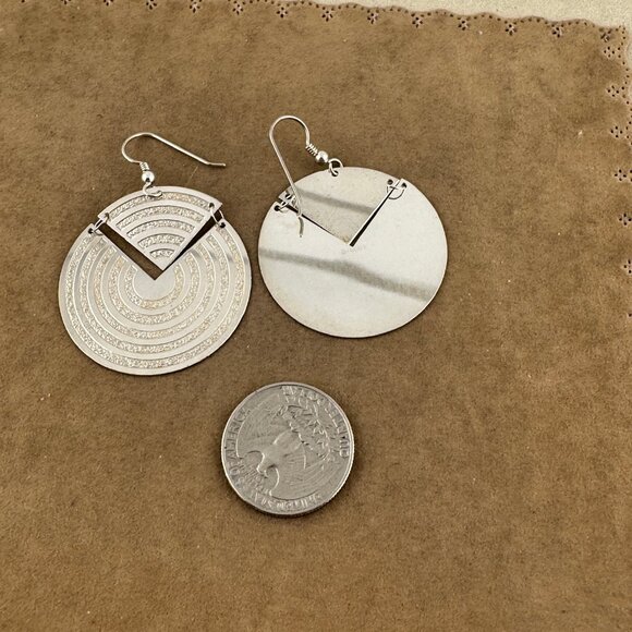 Shimmering Sterling Silver Pop Modern 2 Piece Earrings (Pi) French Wires - Picture 7 of 8